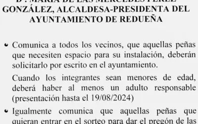 Información a la peñas para las próximas fiestas