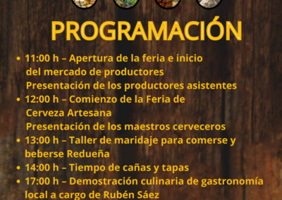 Programación de la feria gastronómica.