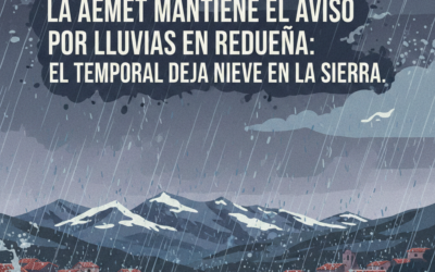 La AEMET mantiene el aviso por lluvias en Redueña: el temporal deja nieve en la Sierra
