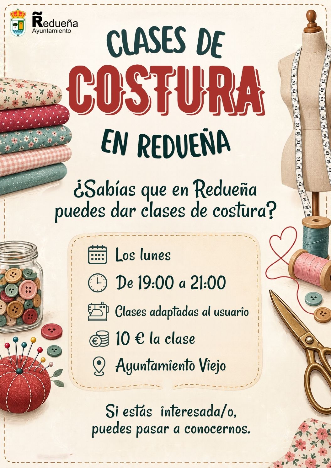 ¿Sabías que en Redueña puedes aprender costura? 8 puedes dar clases de costura